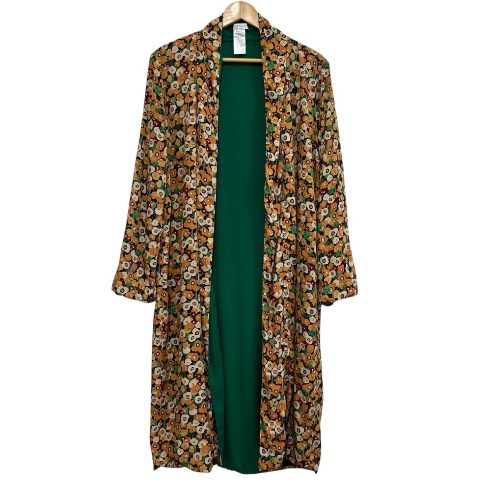 Taylor Tillman NY Colorful Floral Open Front Long Kimono Cardigan Medium
